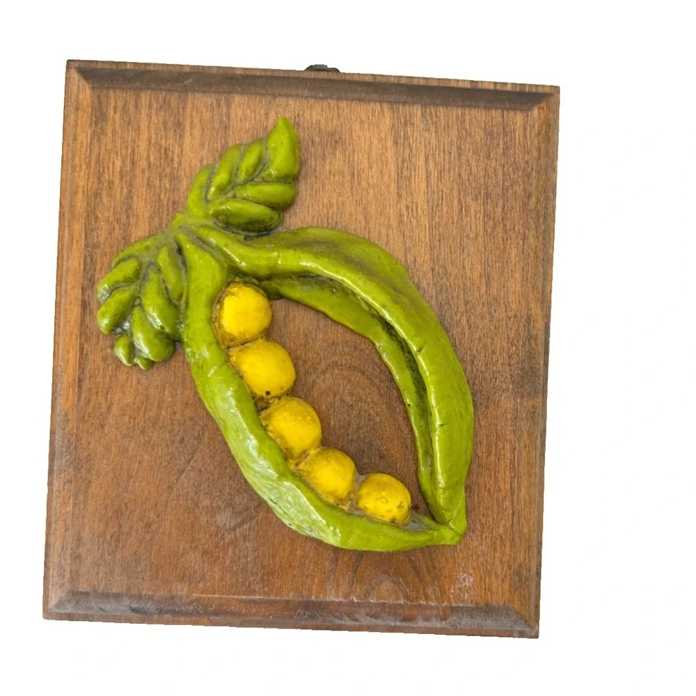 70s Giftcraft Kitsch 3D Vegetable Plaques Retro Kitchen Wall Decor Set 4 Garden